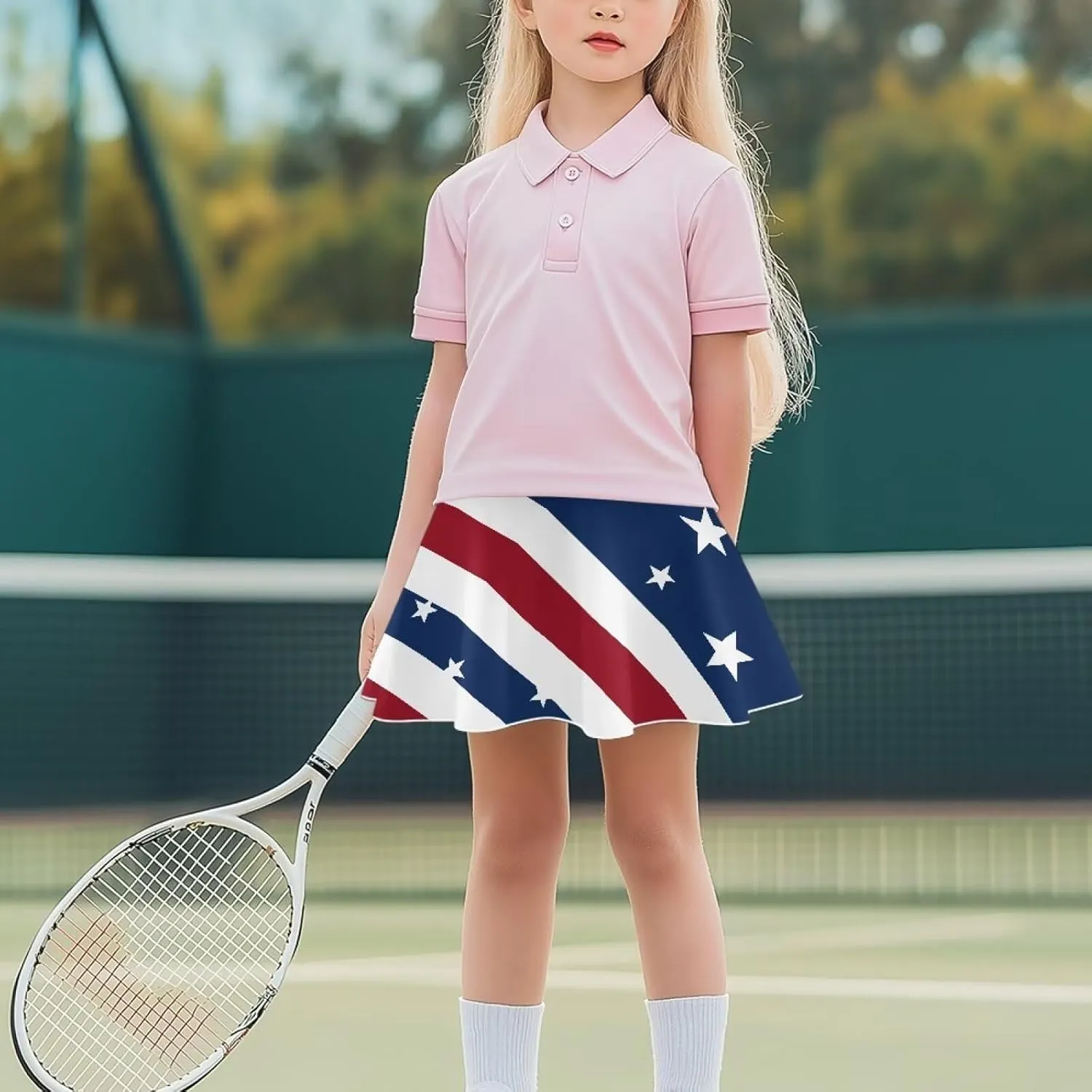 Girls' Sport Skirts 2-in-1 Tennis Running Skorts with Built-in Shorts Quickly Dry and Breathable