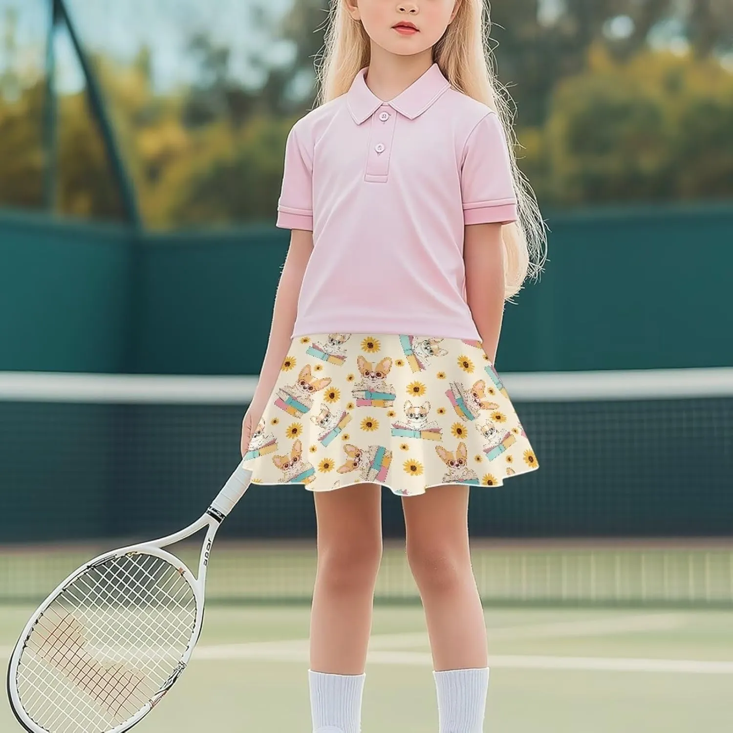 Girls' Sport Skirts Tennis Running Skorts with Built-in Shorts 5-14 Years Old Kids