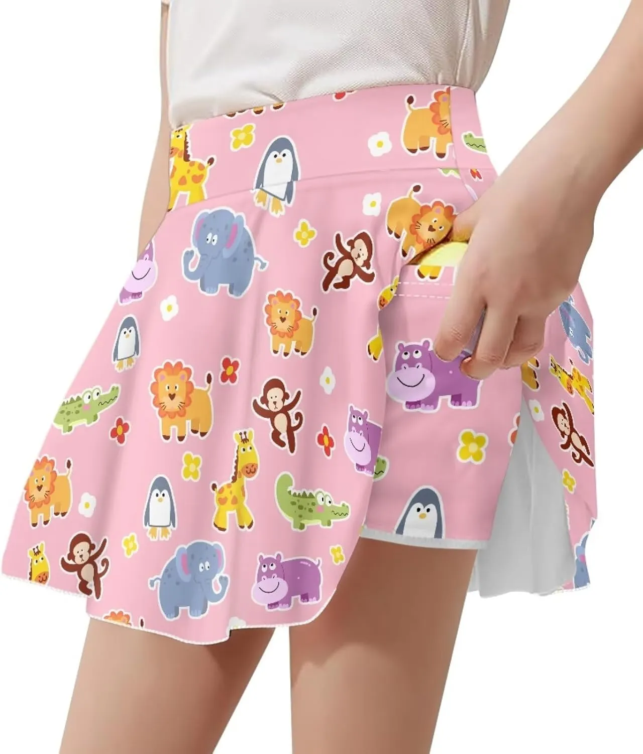 Girls' Sport Skirts Tennis Running Skorts with Built-in Shorts 5-14 Years Old Kids