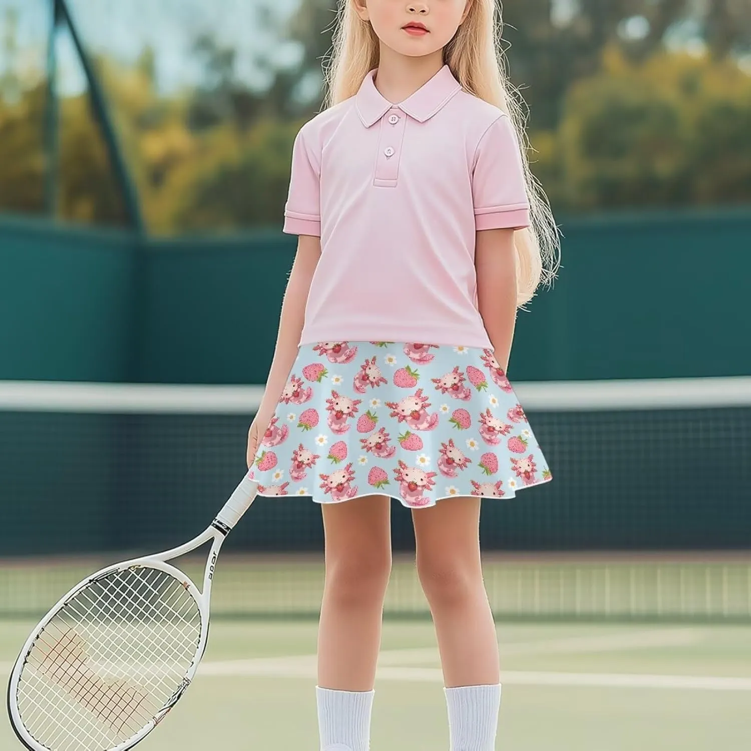 Girls' Sport Skirts Tennis Running Skorts with Built-in Shorts 5-14 Years Old Kids