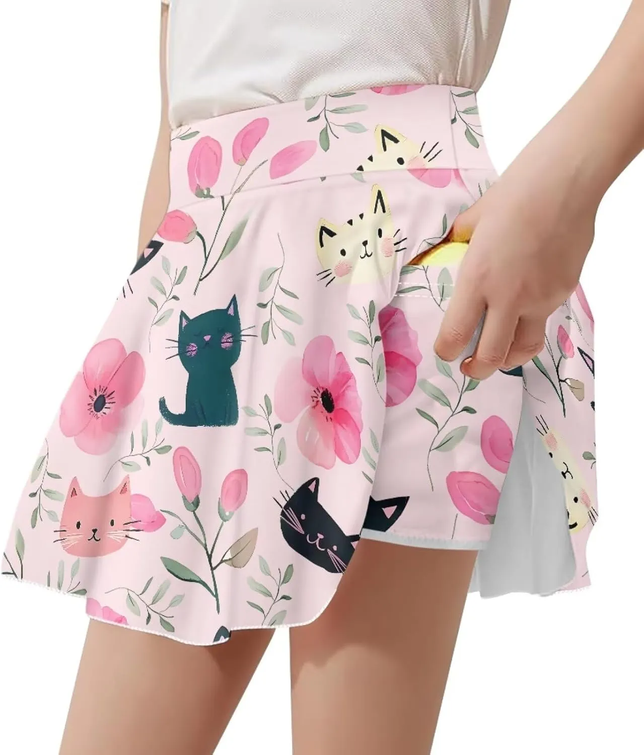Girls' Sport Skirts Tennis Running Skorts with Built-in Shorts 5-14 Years Old Kids