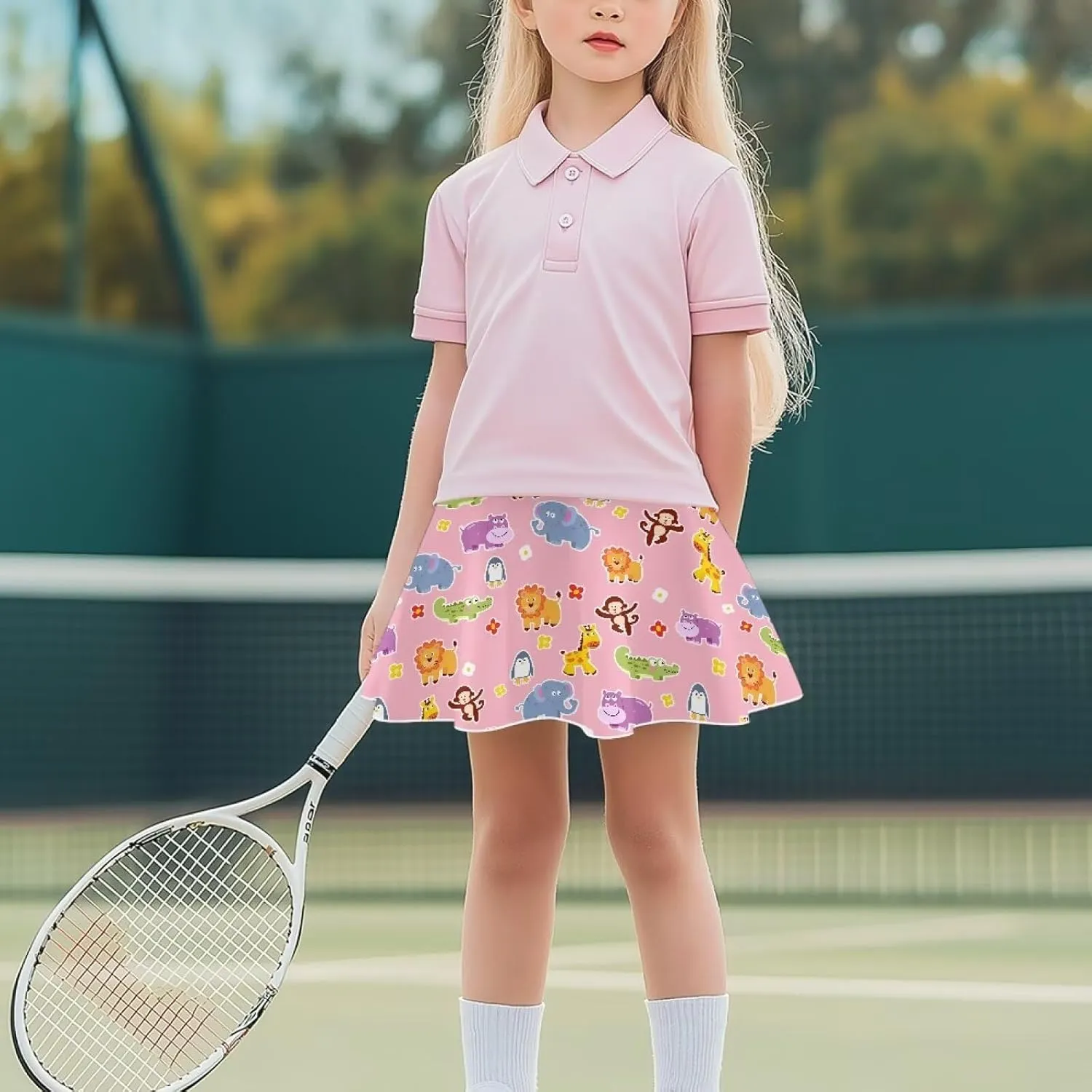 Girls' Sport Skirts Tennis Running Skorts with Built-in Shorts 5-14 Years Old Kids
