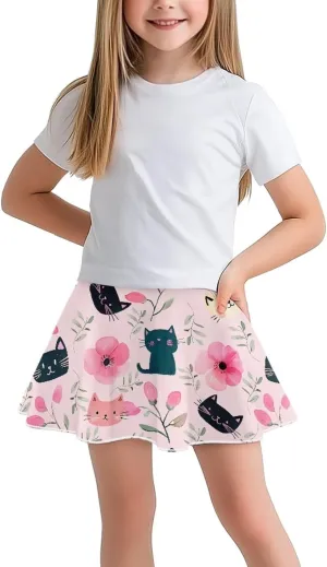 Girls' Sport Skirts Tennis Running Skorts with Built-in Shorts 5-14 Years Old Kids