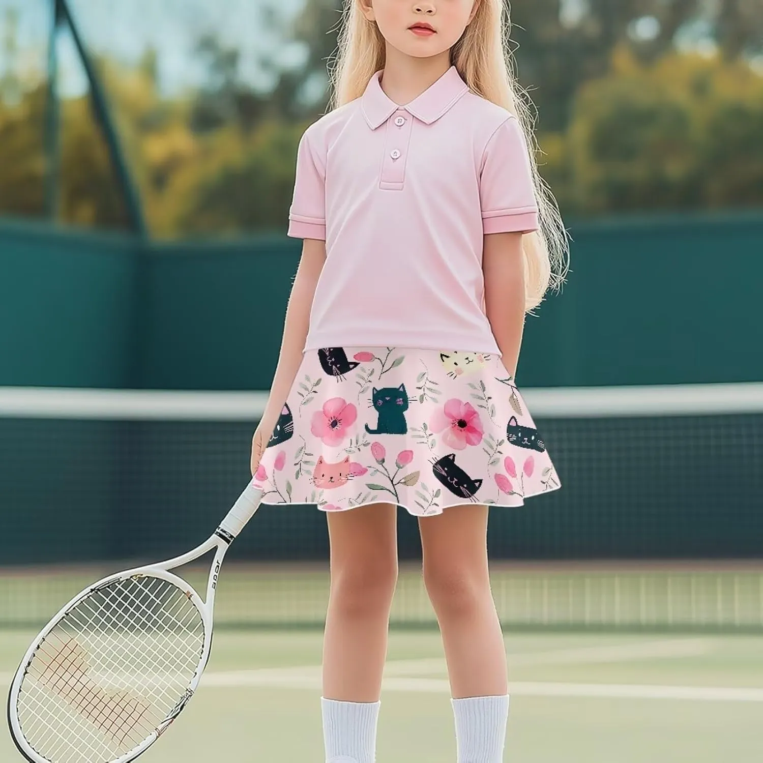 Girls' Sport Skirts Tennis Running Skorts with Built-in Shorts 5-14 Years Old Kids
