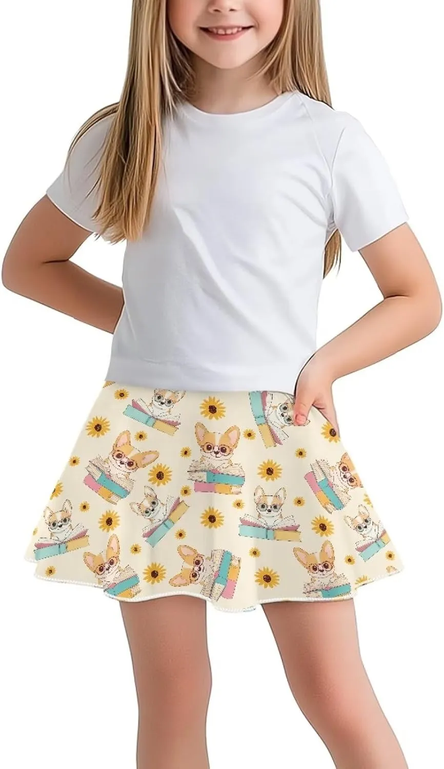 Girls' Sport Skirts Tennis Running Skorts with Built-in Shorts 5-14 Years Old Kids