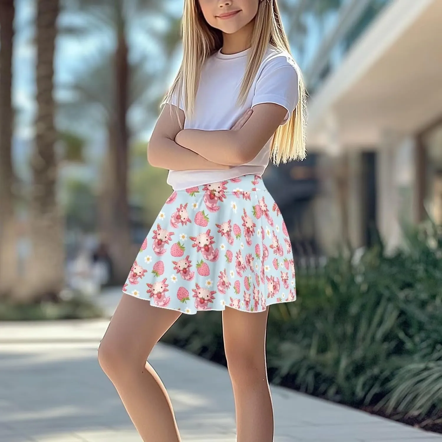 Girls' Sport Skirts Tennis Running Skorts with Built-in Shorts 5-14 Years Old Kids