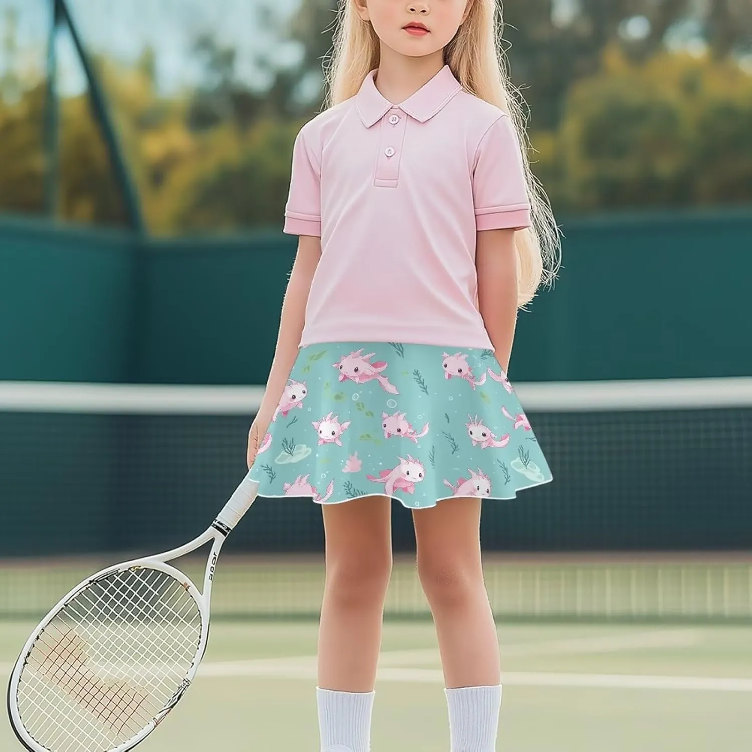 Girls' Sport Skirts Tennis Running Skorts with Built-in Shorts 5-14 Years Old Kids