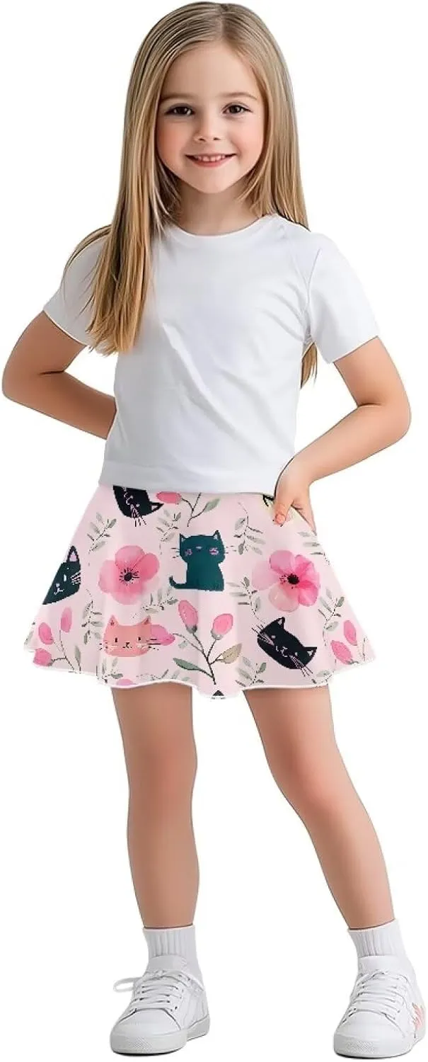 Girls' Sport Skirts Tennis Running Skorts with Built-in Shorts 5-14 Years Old Kids