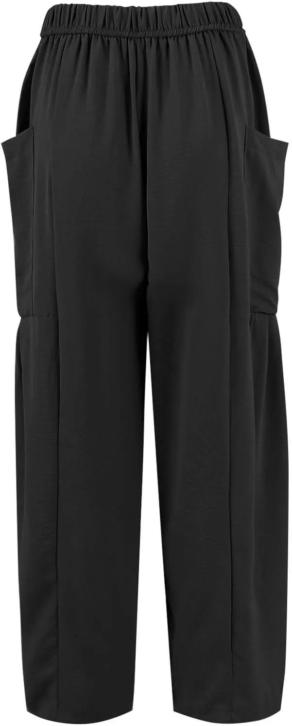 GOFULY Womens Linen Pants Wide Leg Casual High Waisted Casual Pants Drawstring Elastic Waist Summer Solid Clothes Pockets