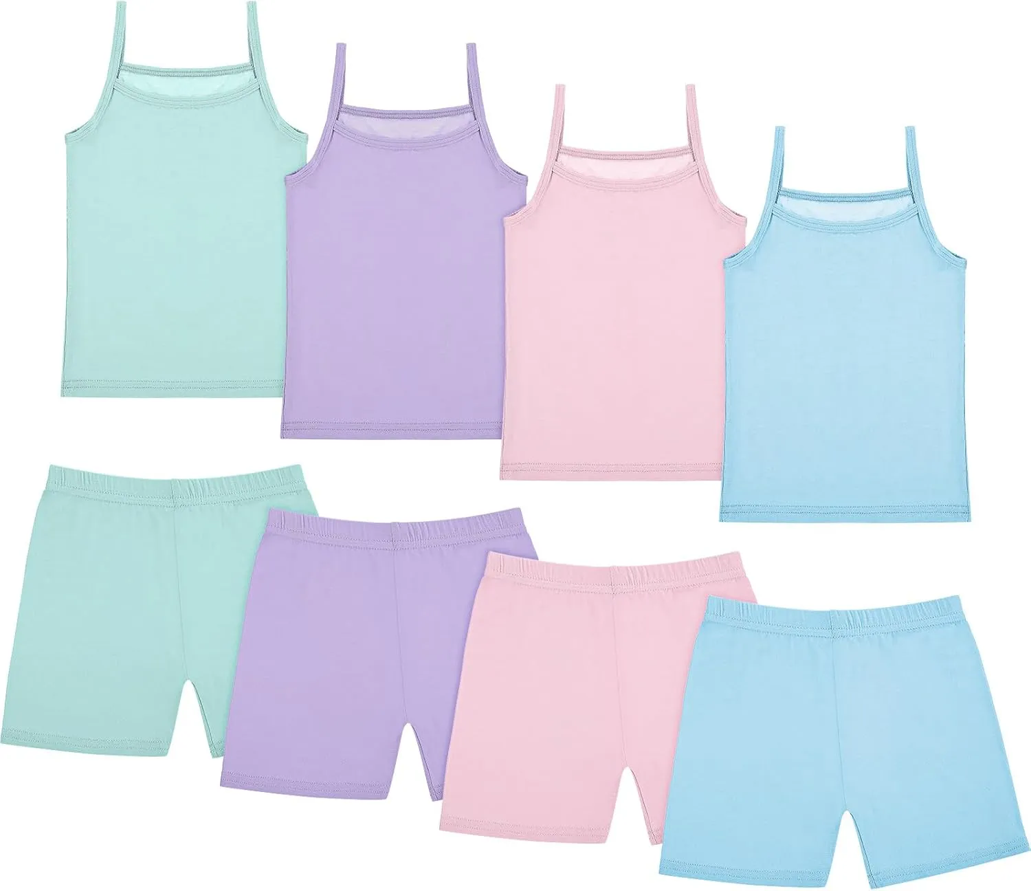 Hercicy 8 Packs Toddler Tank Tops Girls and Dance Shorts Toddler Sleeveless Strap Crop Gymnastics Yoga Shorts for Ballet