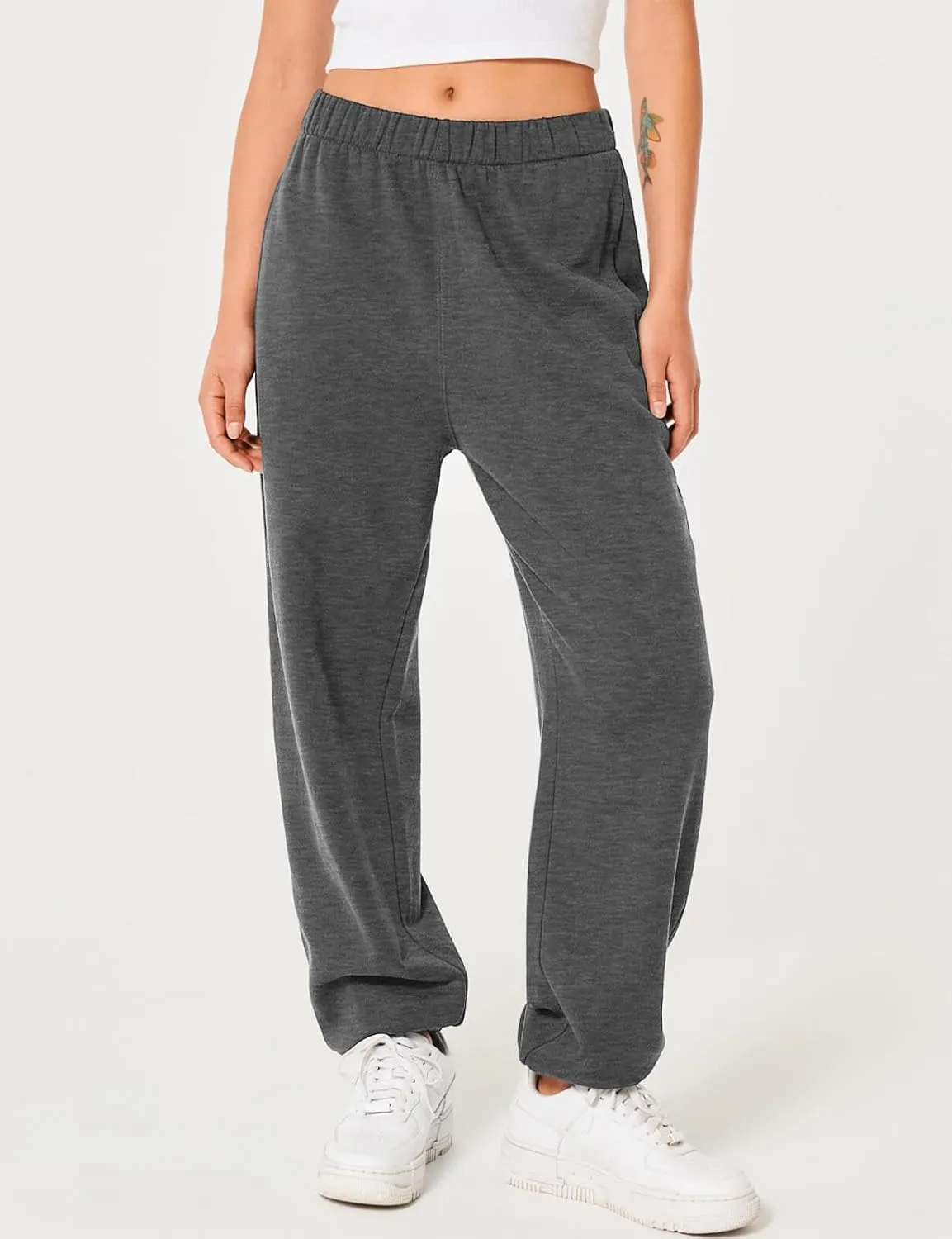HeSaYep Women's Sweatpants Baggy Interior Drawstring High Waist Sweat Pants Cinch Bottom Jogger Pants
