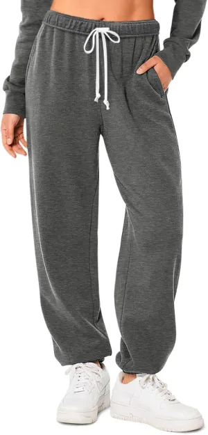 HeSaYep Women's Sweatpants Baggy Interior Drawstring High Waist Sweat Pants Cinch Bottom Jogger Pants