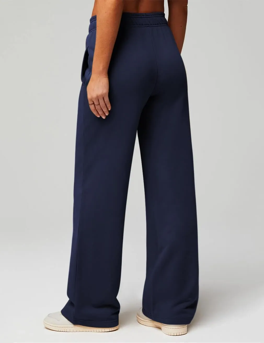 HeSaYep Women's Wide Leg Sweatpants Elastic High Waist Loose Sweat Pants Straight Leg Drawstring Trousers with Pockets
