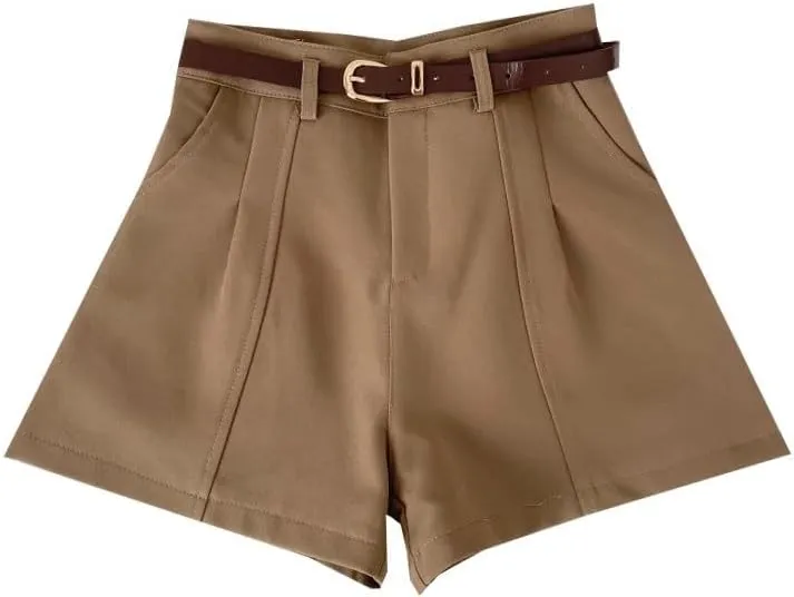 heyheyshine Dressy Shorts for Women High Waist Wide Leg Tailored Pleated Trouser Elegant Business Casual Shorts with Pockets
