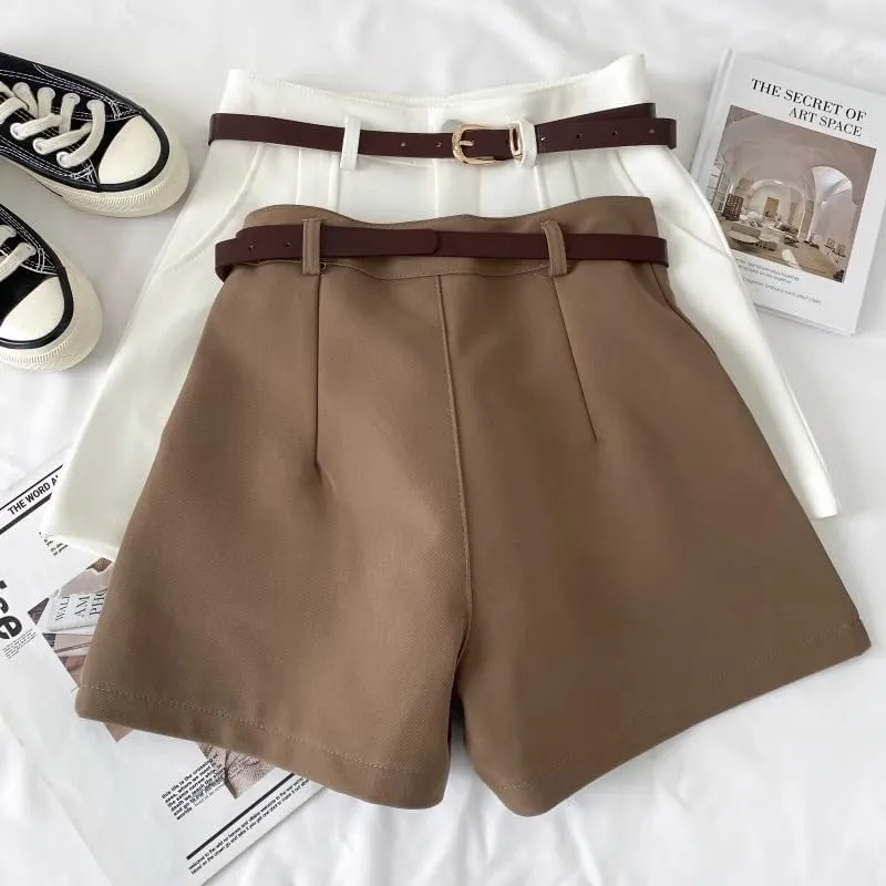 heyheyshine Dressy Shorts for Women High Waist Wide Leg Tailored Pleated Trouser Elegant Business Casual Shorts with Pockets