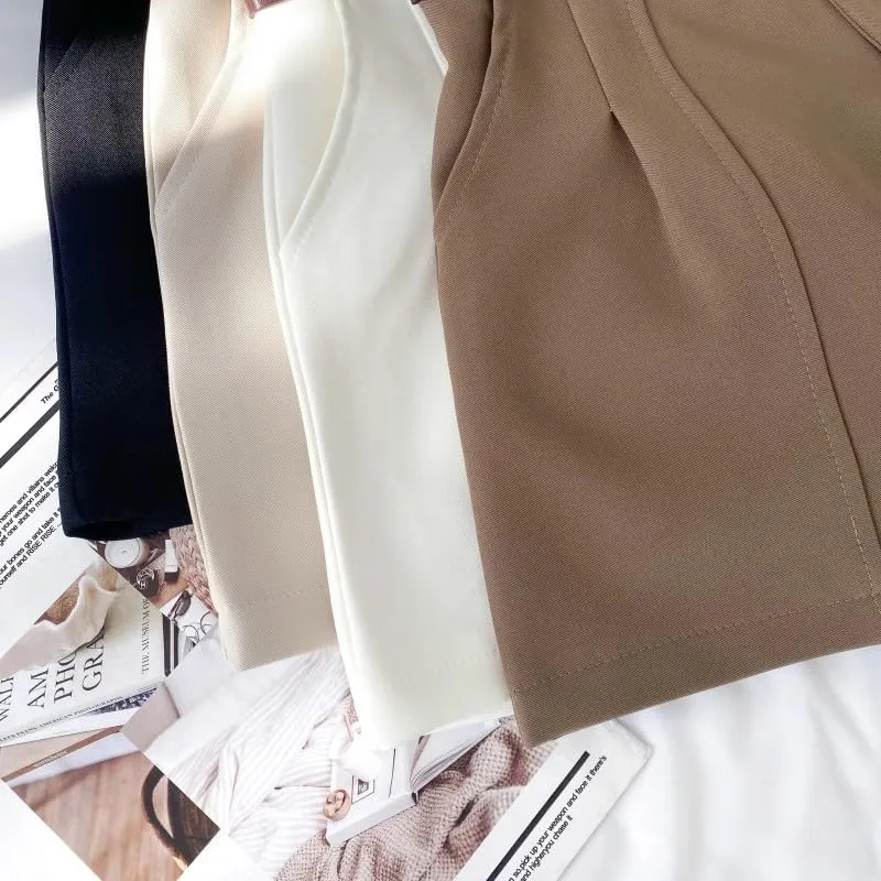 heyheyshine Dressy Shorts for Women High Waist Wide Leg Tailored Pleated Trouser Elegant Business Casual Shorts with Pockets