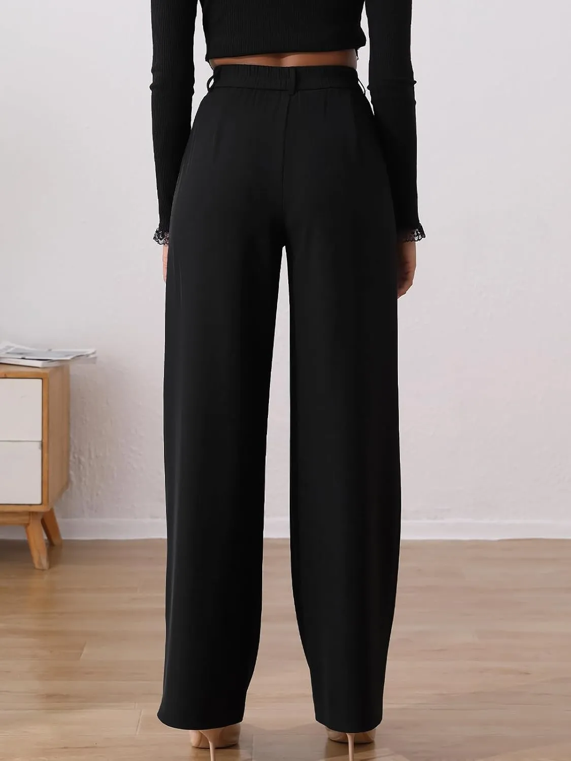 High Waisted Dress Pants for Women Wide Leg Work Pants Business Casual Straight Office Trousers for WomenStandard