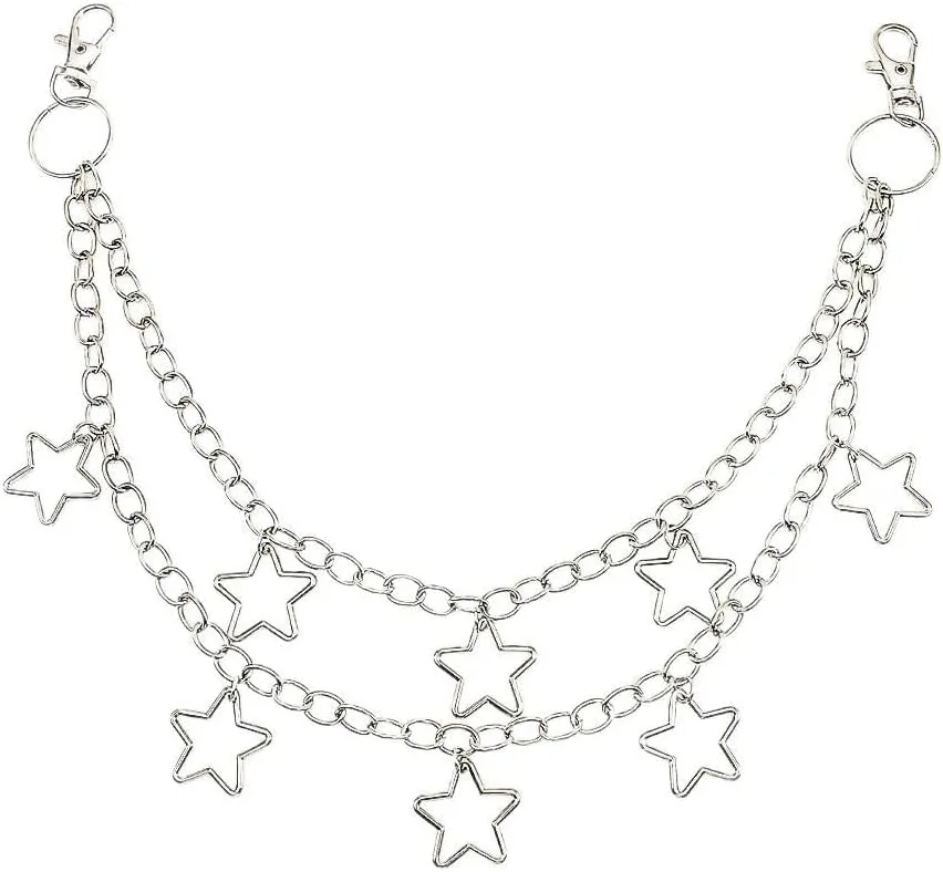 Hip Hop Wallet Pants Chain Star Goth Jean Chains Punk Pocket Chain for Women Layered Chains Trouser Chain Clothing Accessories