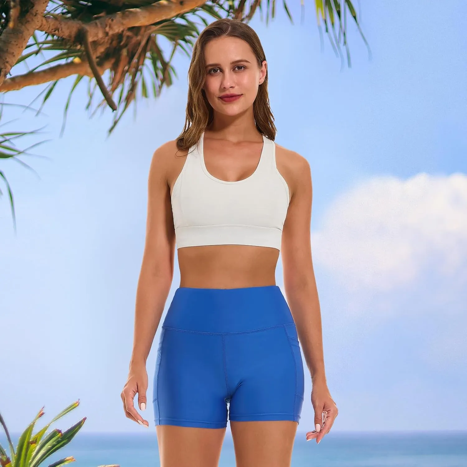 HODOSPORTS Women's 3''/5''/7''/9'' Swim Shorts UPF 50  High Waisted Board Shorts with Pockets Liner Quick Dry Swimsuit Bottom