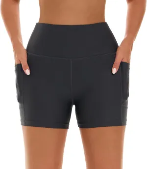 HODOSPORTS Women's 3''/5''/7''/9'' Swim Shorts UPF 50  High Waisted Board Shorts with Pockets Liner Quick Dry Swimsuit Bottom