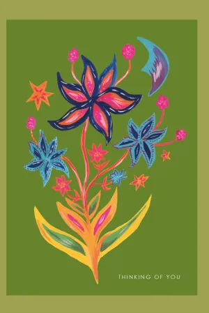 Hutch Cassidy Thinking Flower Burst Greetings Card