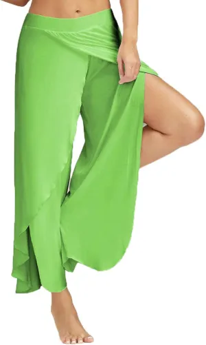 Hvyesh Wide Leg Pants for Women 2023 Summer Fashion High Waist Long Slit Flowy Flare Yoga Pant Plus Size Trousers