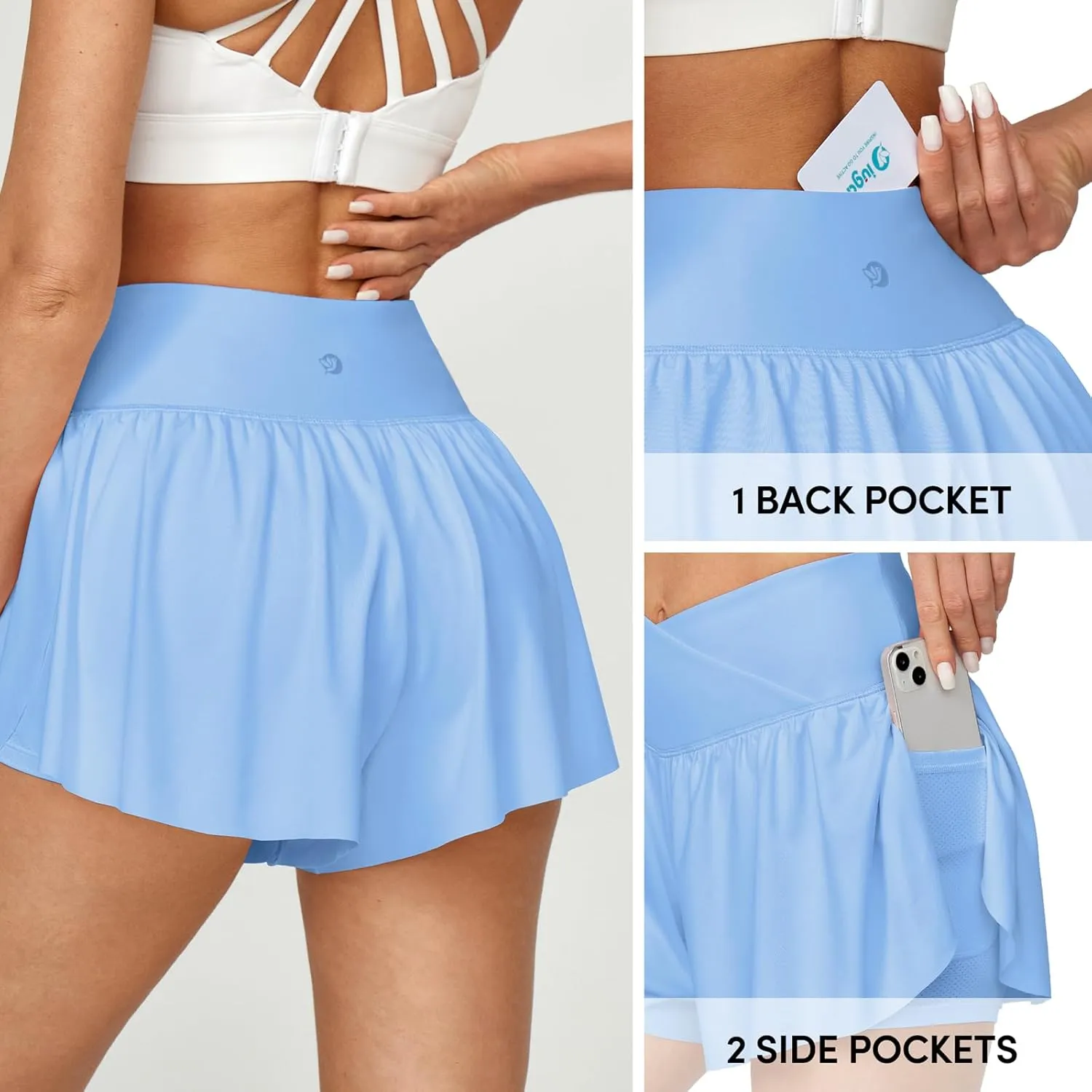 IUGA Athletic Shorts for Women High Waisted Workout Running Shorts Crossover Flowy Butterfly Preppy Clothes Skorts for Woman