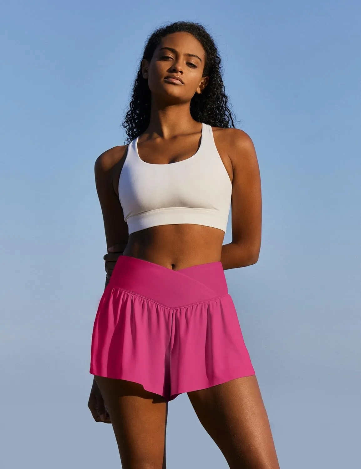 IUGA Athletic Shorts for Women High Waisted Workout Running Shorts Crossover Flowy Butterfly Preppy Clothes Skorts for Woman