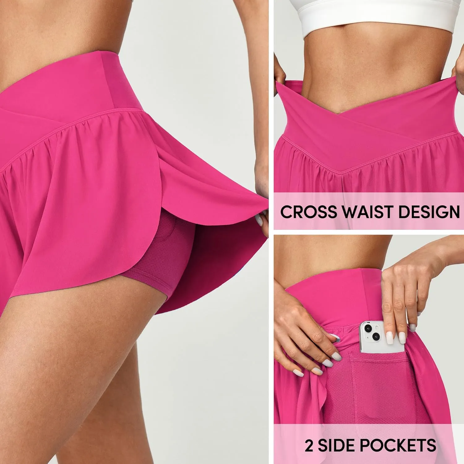 IUGA Athletic Shorts for Women High Waisted Workout Running Shorts Crossover Flowy Butterfly Preppy Clothes Skorts for Woman
