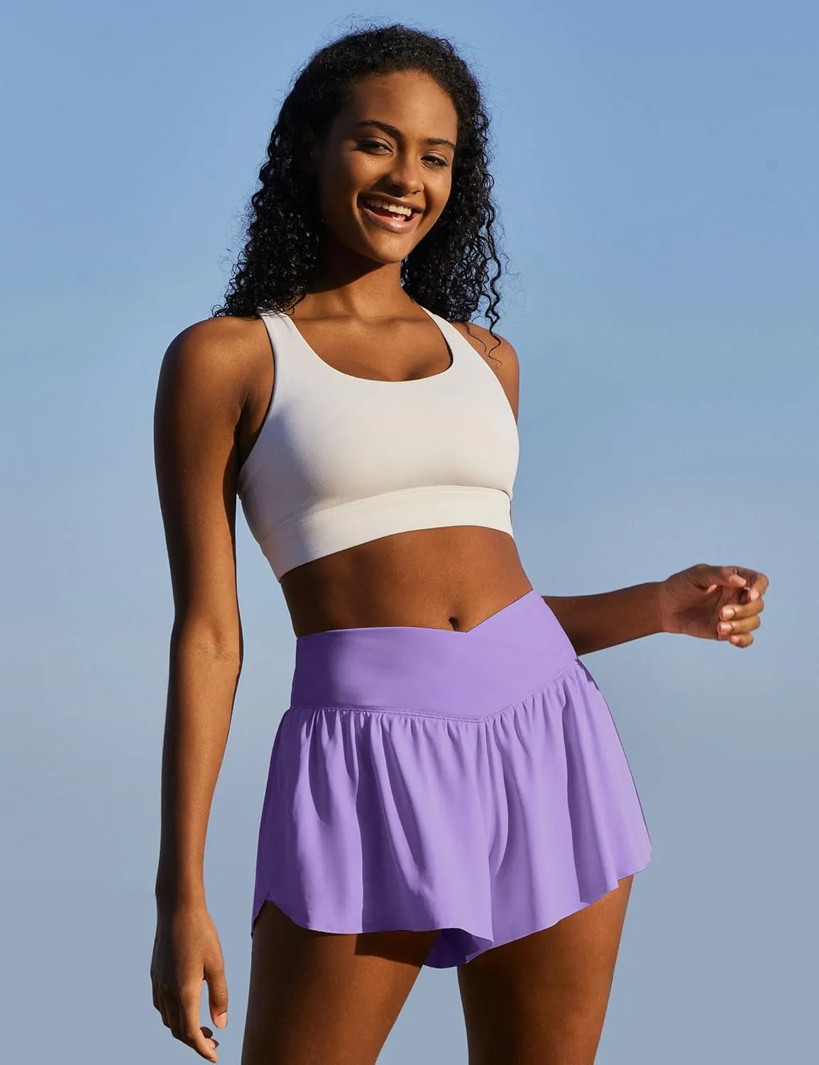 IUGA Athletic Shorts for Women High Waisted Workout Running Shorts Crossover Flowy Butterfly Preppy Clothes Skorts for Woman