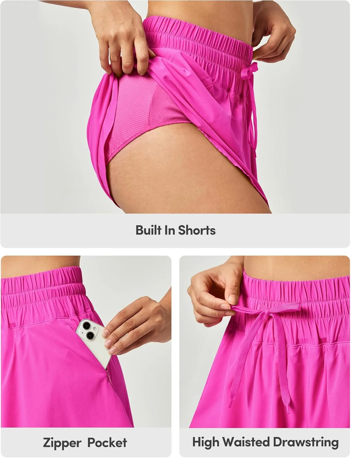 IUGA Flowy Athletic Shorts for Women Tennis Skirt Skorts for Women with Pockets High Waisted Workout Quick Dry Running Shorts