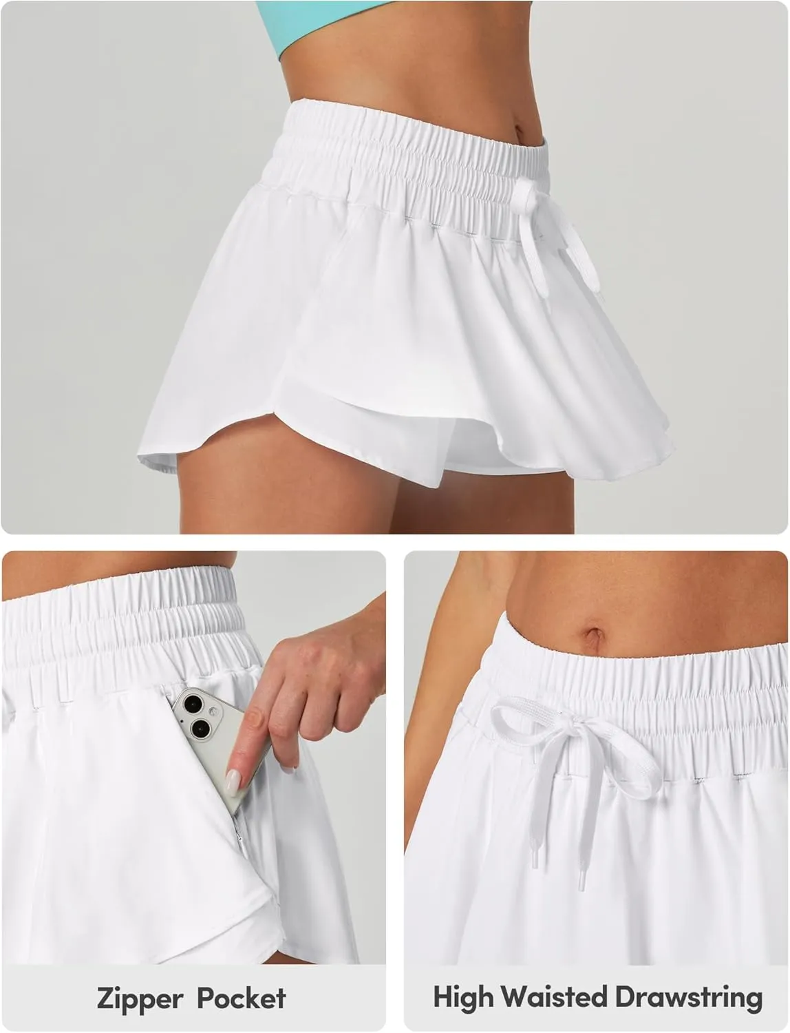 IUGA Flowy Athletic Shorts for Women Tennis Skirt Skorts for Women with Pockets High Waisted Workout Quick Dry Running Shorts