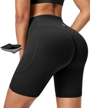 IUGA Gym Shorts Women Scrunch Butt Lifting Tummy Control Biker Shorts with Pockets High Waist Yoga Booty Workout Running 6"