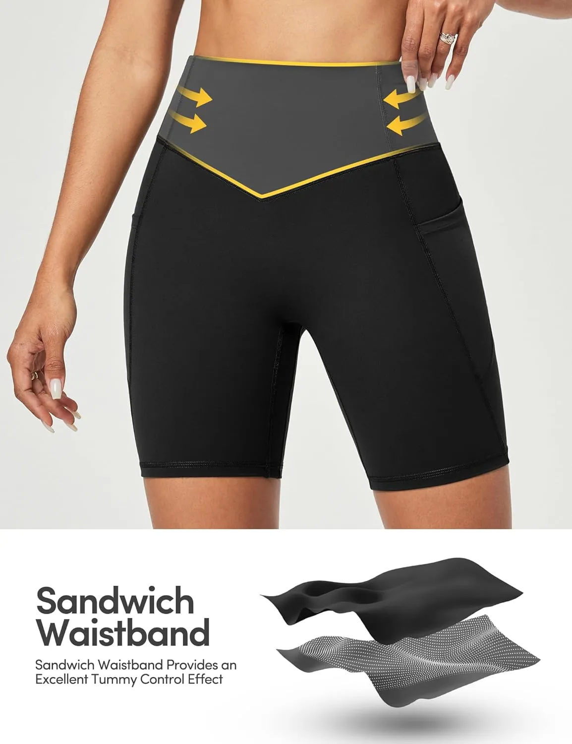 IUGA Gym Shorts Women Scrunch Butt Lifting Tummy Control Biker Shorts with Pockets High Waist Yoga Booty Workout Running 6"