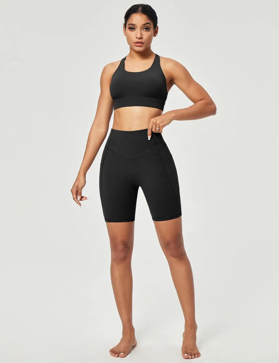 IUGA Gym Shorts Women Scrunch Butt Lifting Tummy Control Biker Shorts with Pockets High Waist Yoga Booty Workout Running 6"