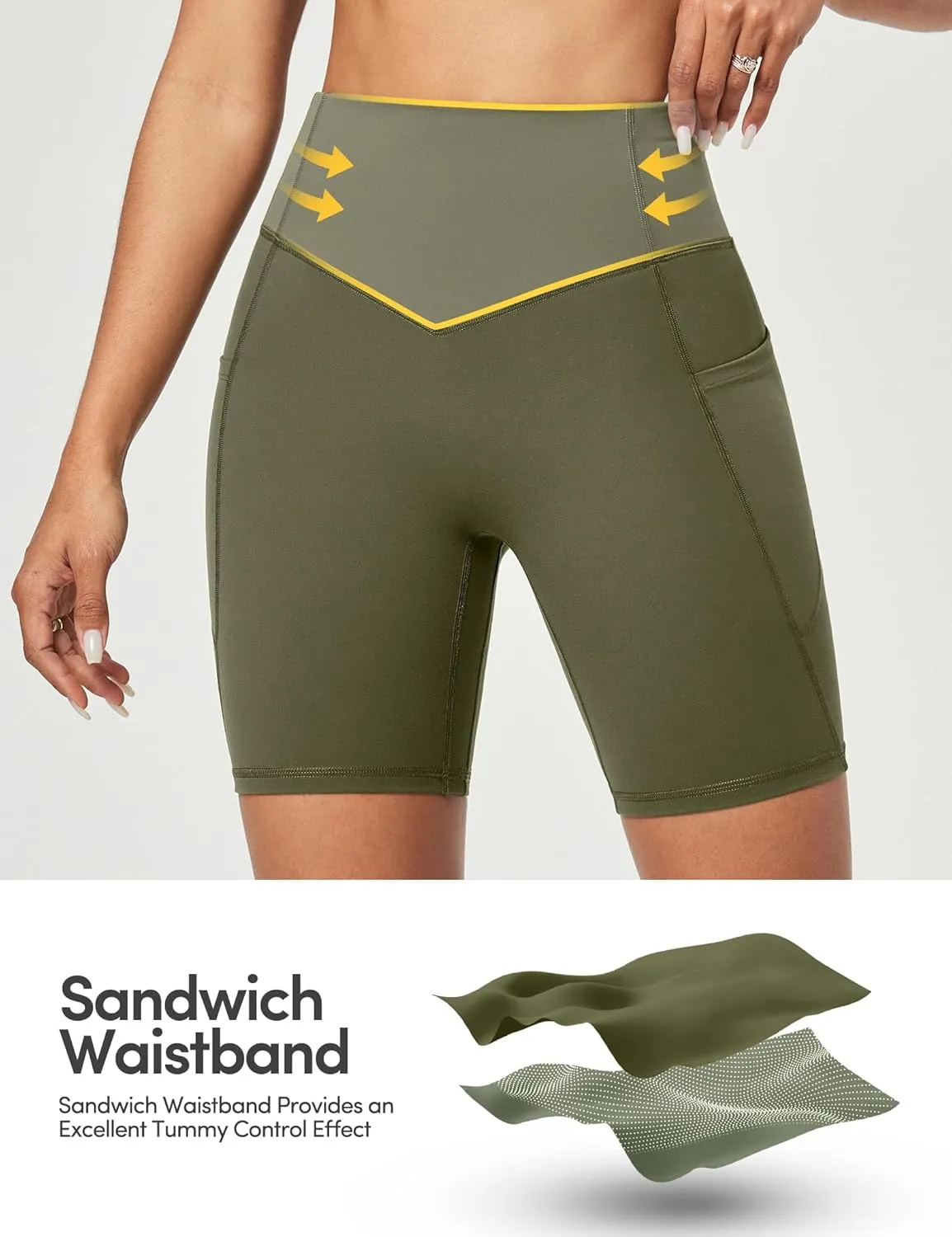 IUGA Gym Shorts Women Scrunch Butt Lifting Tummy Control Biker Shorts with Pockets High Waist Yoga Booty Workout Running 6"