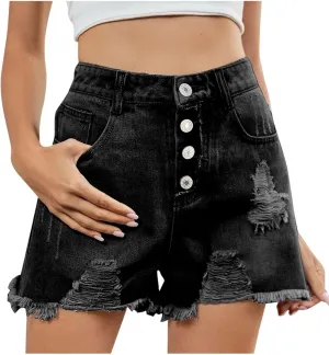 Jeans Shorts for Women High Waisted Distressed Stretchy Y2k Streetwear Cut Off Summer Hot Shorts Denim with Pockets