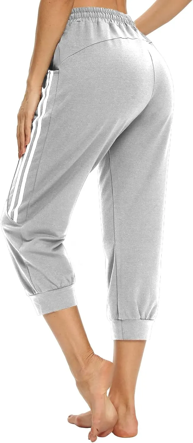 KaiDi Women's Capri Sweatpants - Casual Capri Pants with Pockets, Drawstring Workout Sweatpants for Yoga