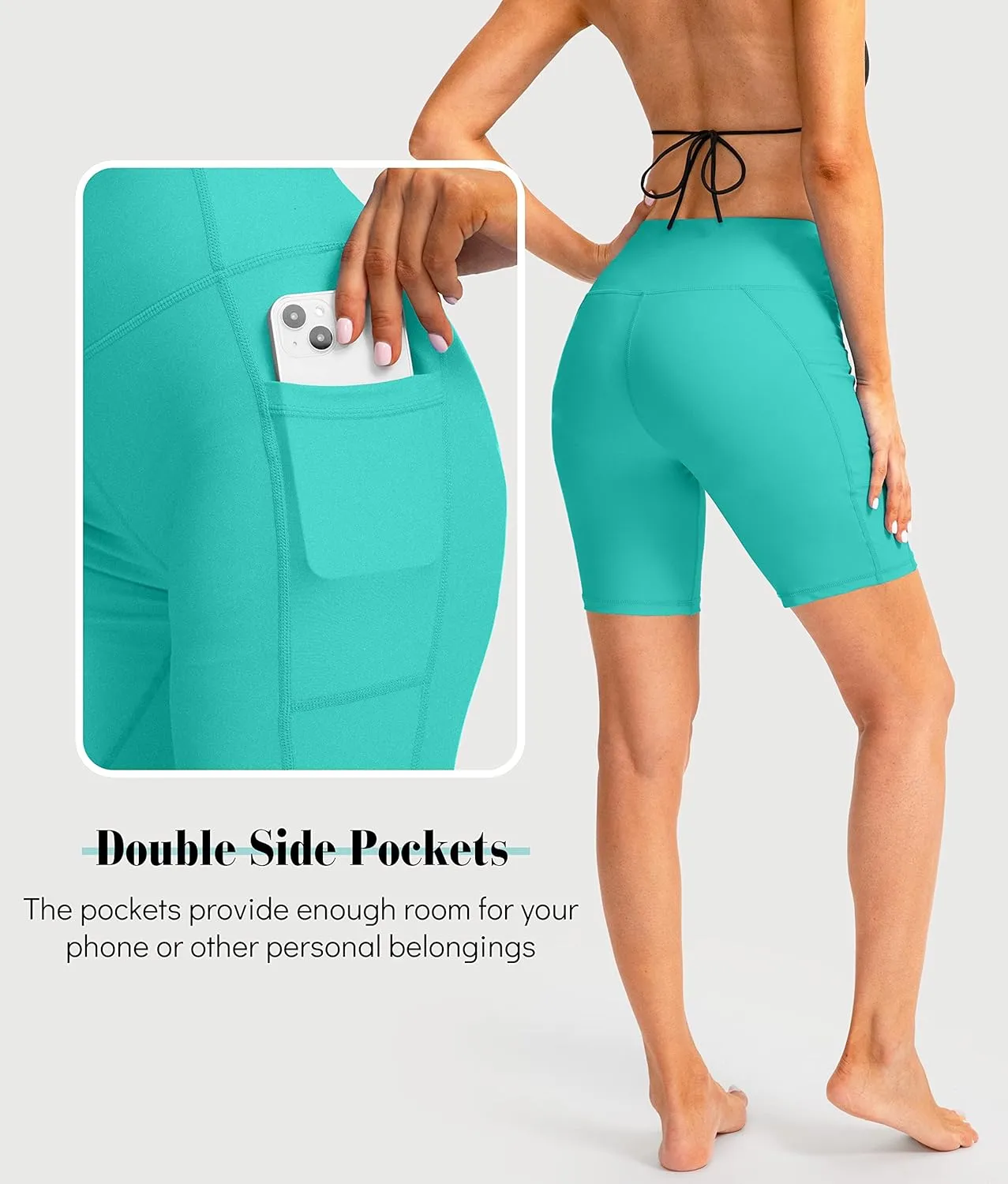 Kayrth Women's 7" High Waisted Swim Shorts with Side Pockets UPF50  Board Swimsuit Shorts for Women Bathing Suit Bottoms