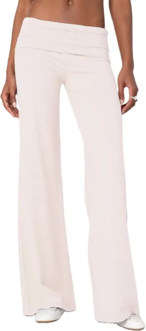 KMBANGI Women Skinny Pants Fold Over Bootcut Stretchy Yoga Flare Leggings Long Y2k Joggers Sweatpants Lounge Streetwear
