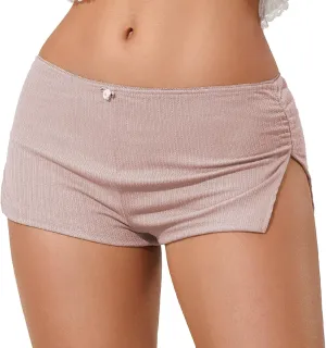 KMBANGI Y2k Sexy Micro Shorts for Women Low Waist Side Slit Boyshort Slim Booty Shorts Lounge Pj Bottom Cute Sleepwear