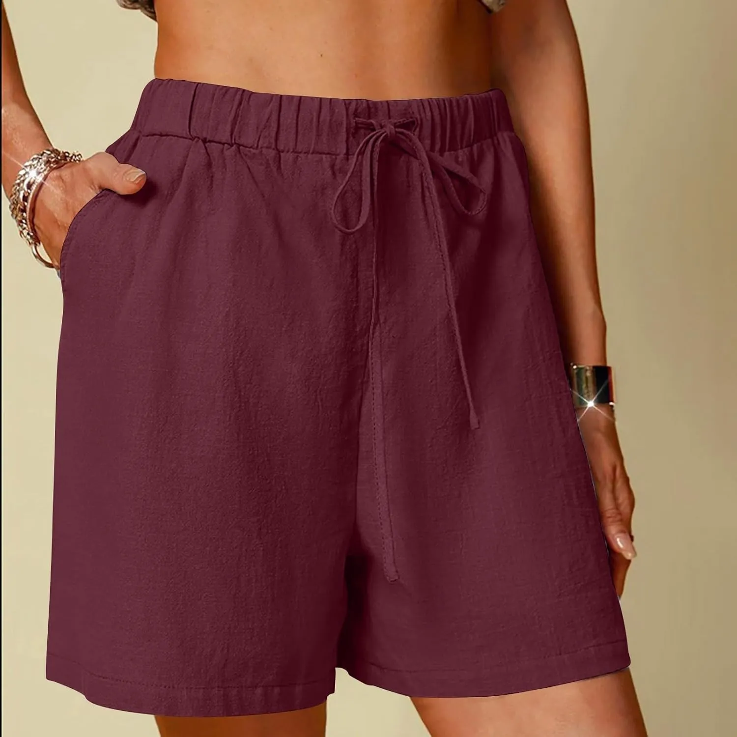 LCMTWX Khaki Women's Athletic Hiking Quick Shorts