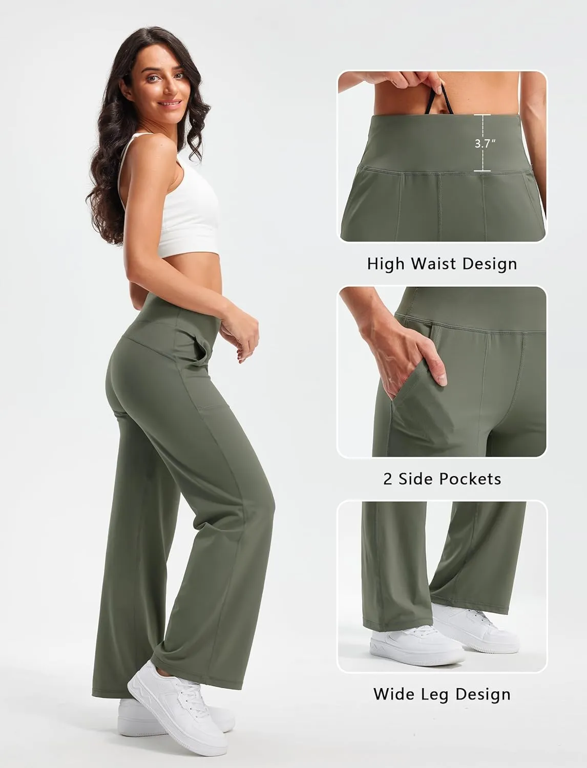 Libin Yoga Pants Women Wide Leg Pants 29"/31" High Waist Comfy Stretch Casual Loose Track Sweatpants Women with Pockets
