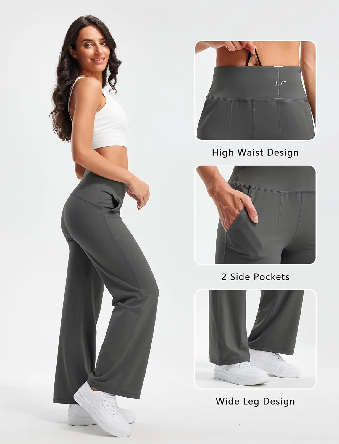 Libin Yoga Pants Women Wide Leg Pants 29"/31" High Waist Comfy Stretch Casual Loose Track Sweatpants Women with Pockets