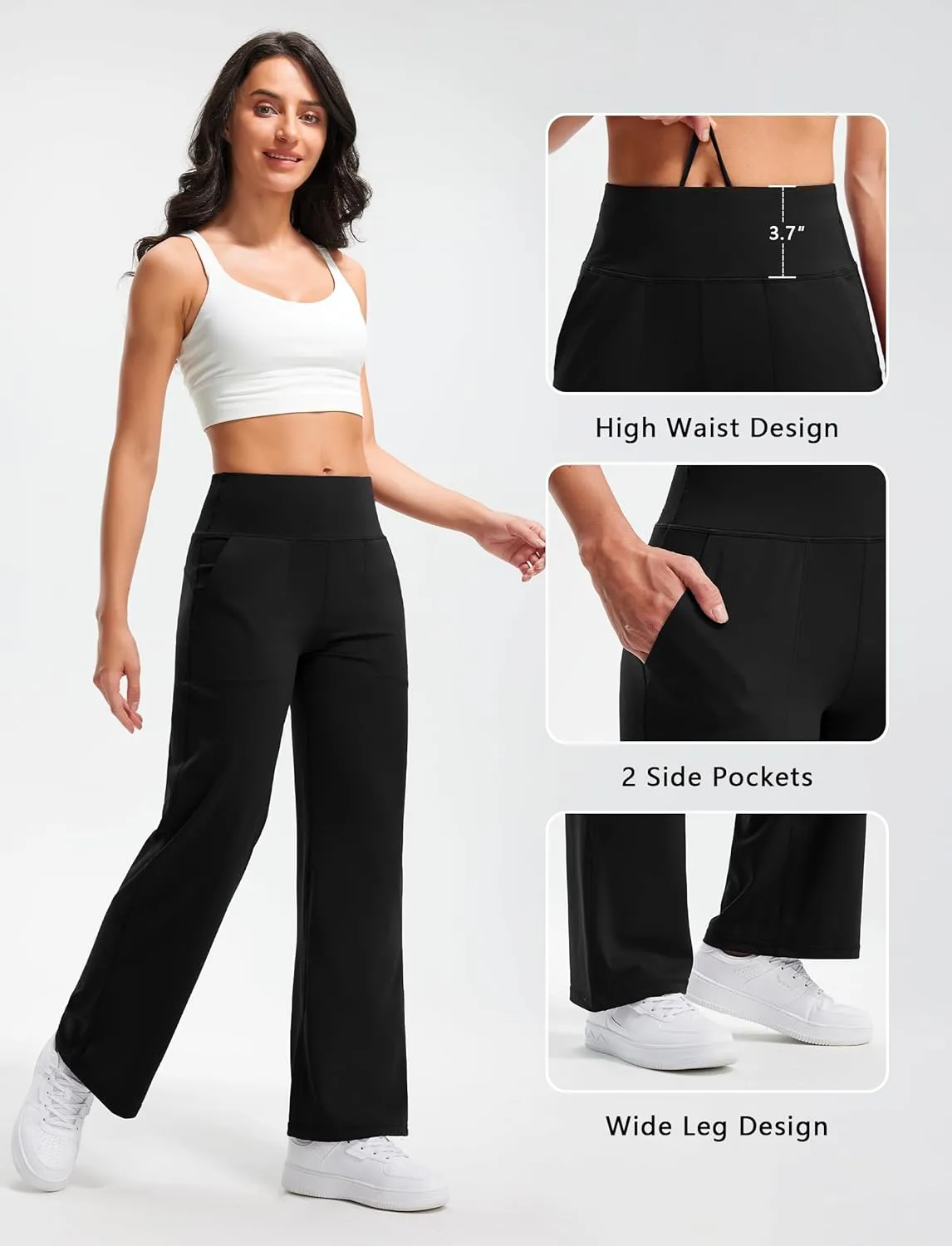 Libin Yoga Pants Women Wide Leg Pants 29"/31" High Waist Comfy Stretch Casual Loose Track Sweatpants Women with Pockets