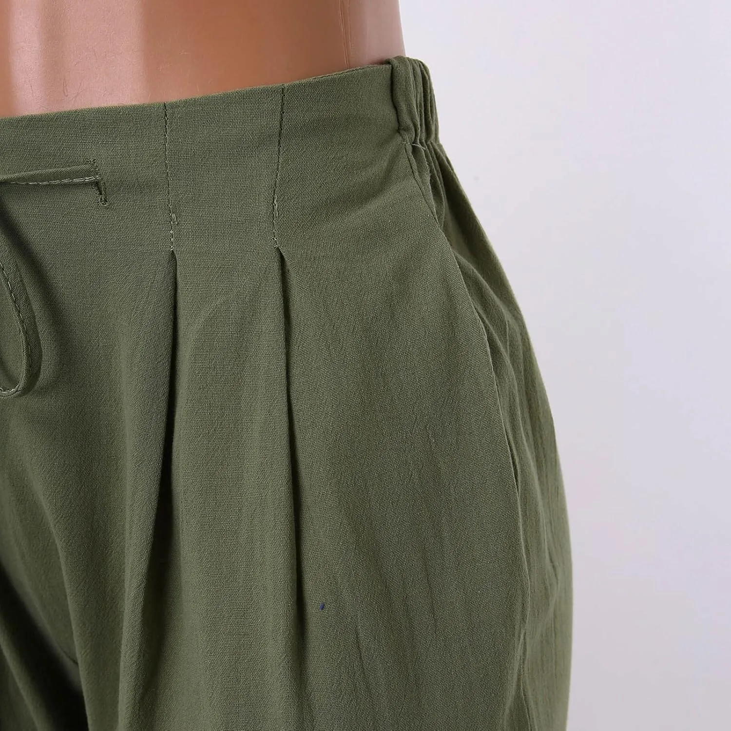 Linen Cotton Pants for Women 2025 High Waist Elastic Straight Leg Lounge Casual Loose Lightweight Beach Trousers