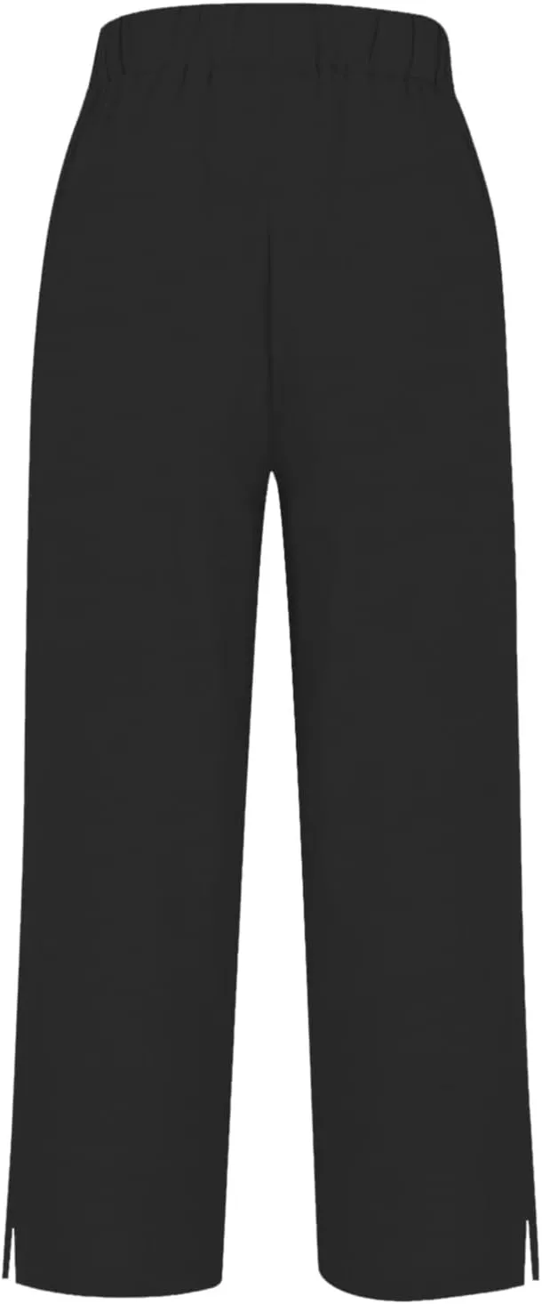 Linen Palazzo Pants for Women Capri Pants Cotton Drawstring High Waisted Trousers Casual Summer Lounge Trousers