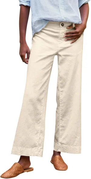 Linen Pants for Women, Linen Women's Straight Leg Casual Pants Peasant Summer