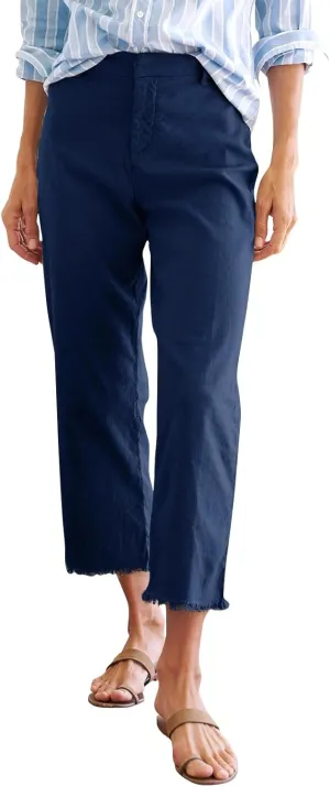 Linen Pants for Women, Straight Leg Casual Pants Drawstring Linen Peasant Teacher
