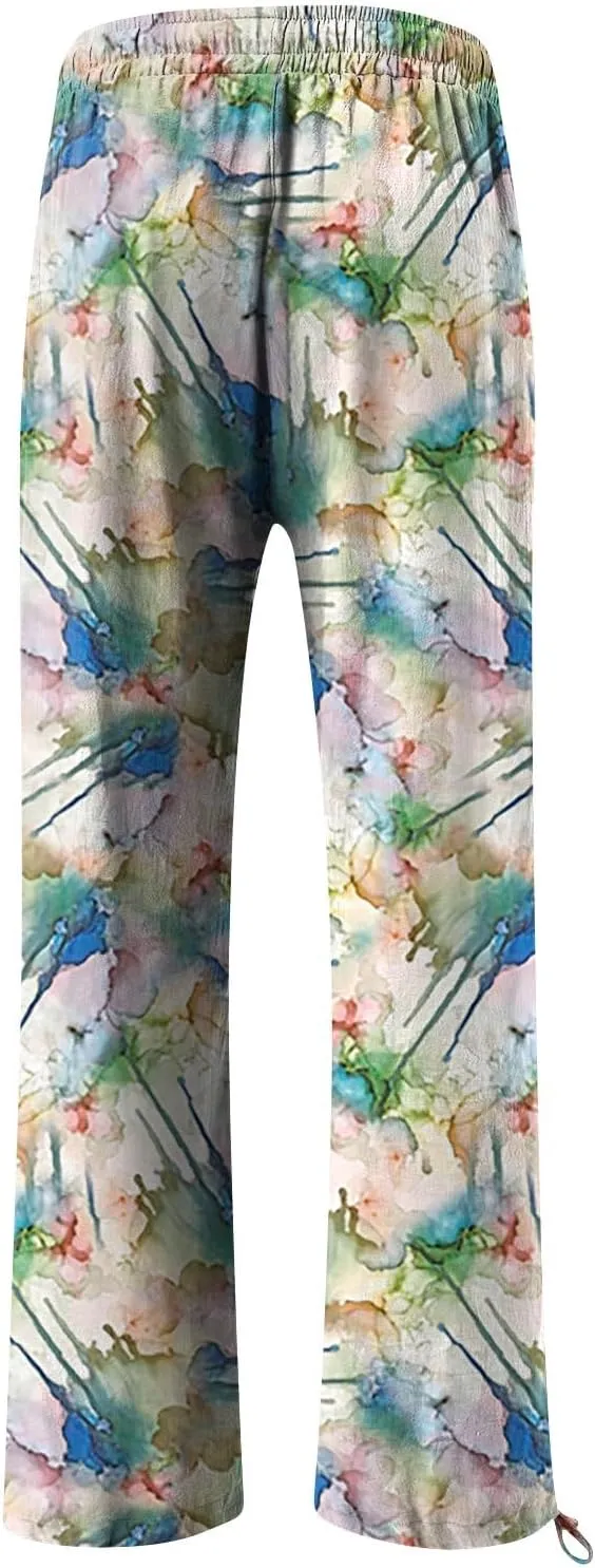 Linen Pants Women Plus Size Boho Women's Loose Trousers Linen High Waist Wide Leg Pants Pockets for Spring Summer